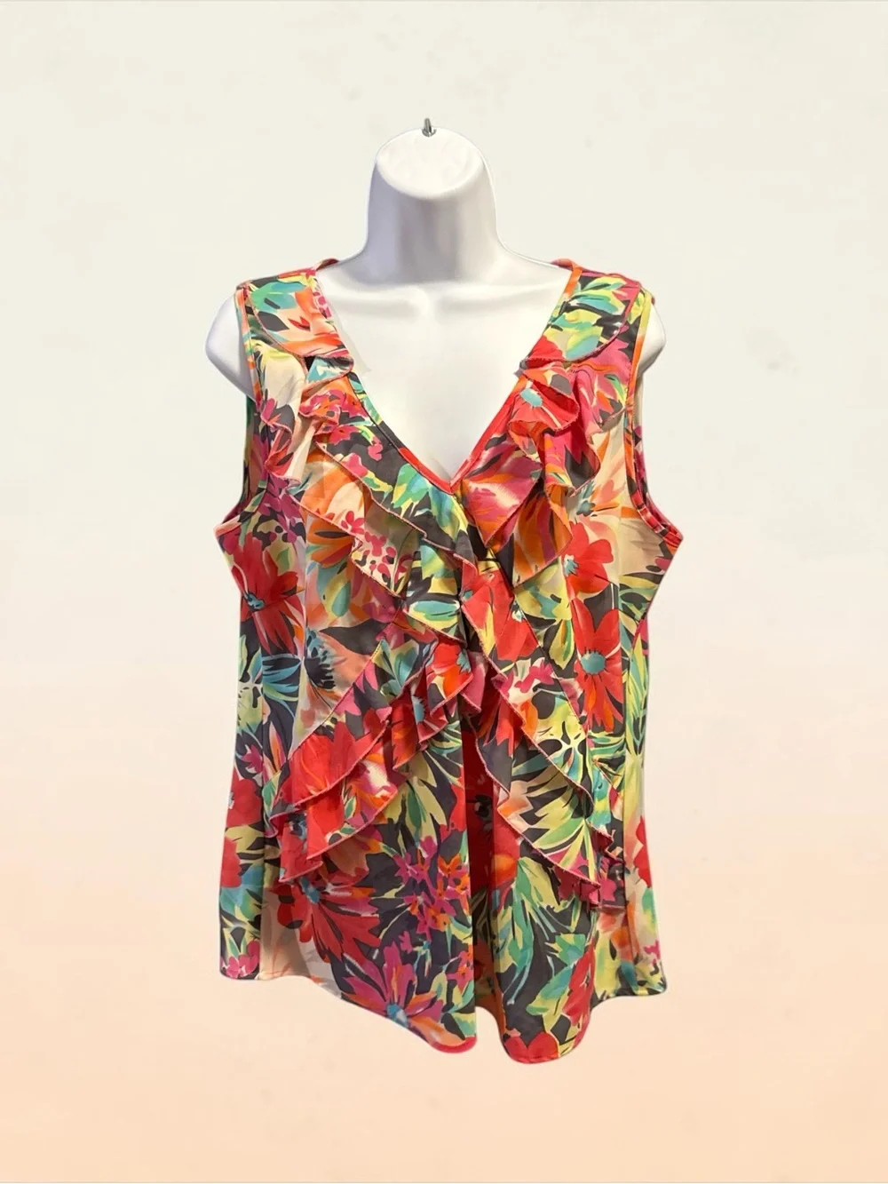 Women’s sleeveless floral print blouse size XL